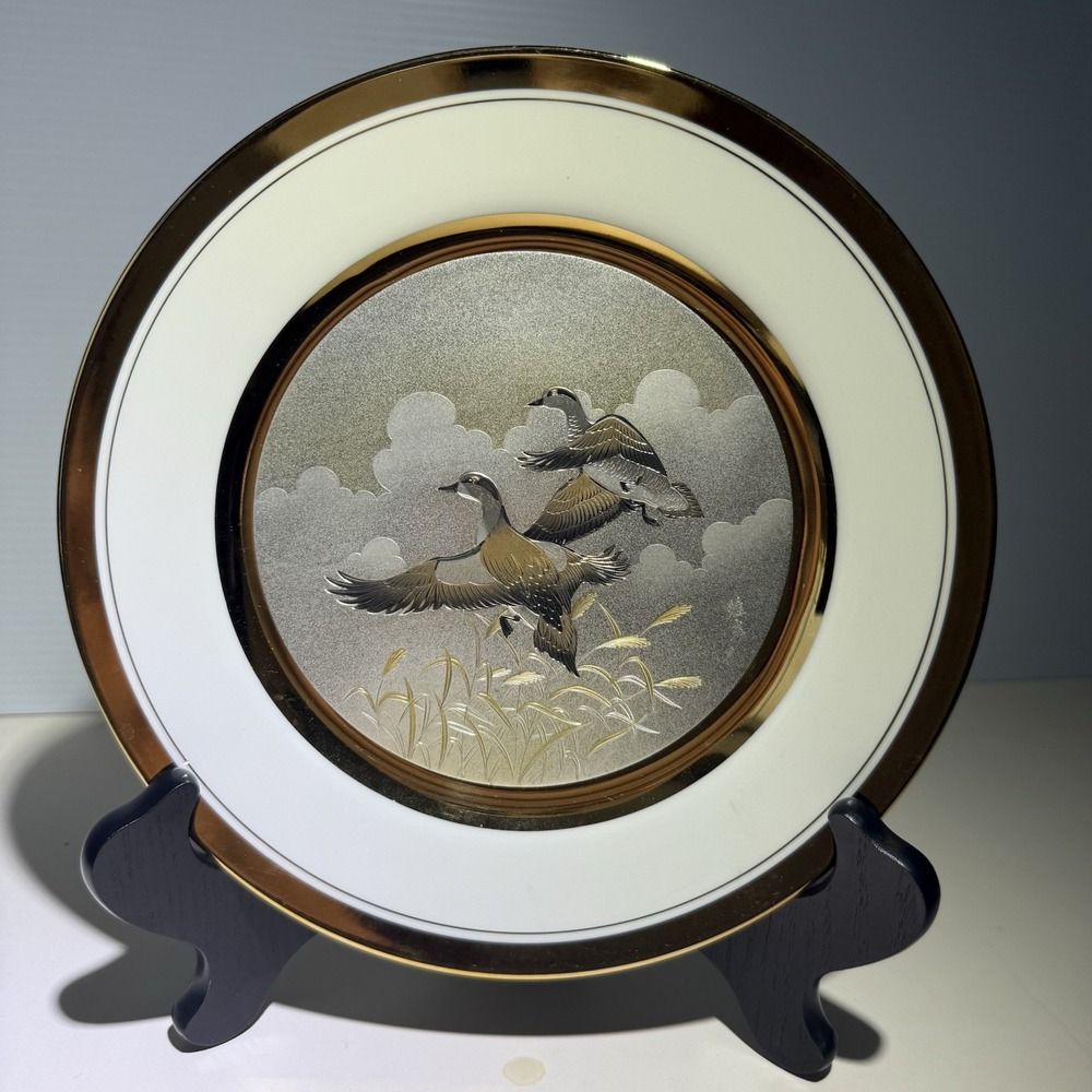 KEITO Lacy DYNASTY GALLERY Ltd. Edition Mallard Ducks CHOKIN 24KT Gold Rim Plate